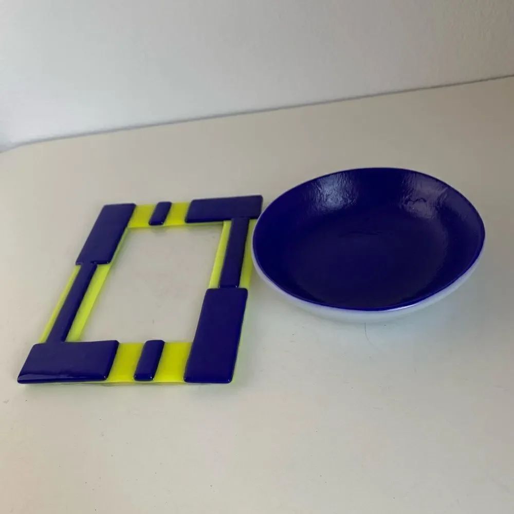 Artisan Made Fused Glass Tray and Bowl‎